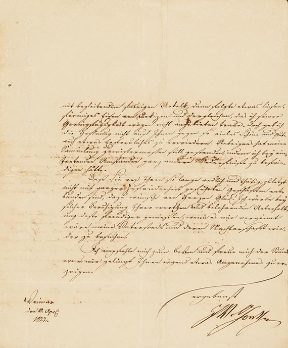 Johann Wolfgang von Goethe - G 62: Brief von Schreiberhand an den Mineralogen L. W. Cramer. 2 S.