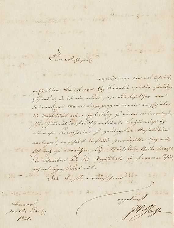 Johann Wolfgang von Goethe - G 63: Brief von Schreiberhand an den Mathematiker J. F. Posselt. 1 S.
