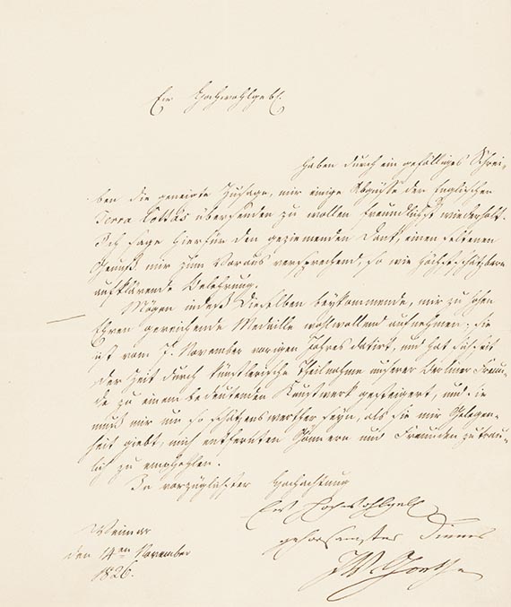 Johann Wolfgang von Goethe - G 65: Brief von Schreiberhand an P. C. W. Beuth. 1 S.
