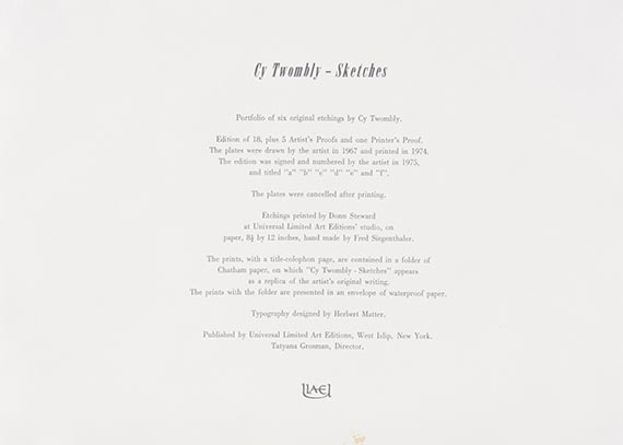 Cy Twombly - Sketches (6 Blätter) - 