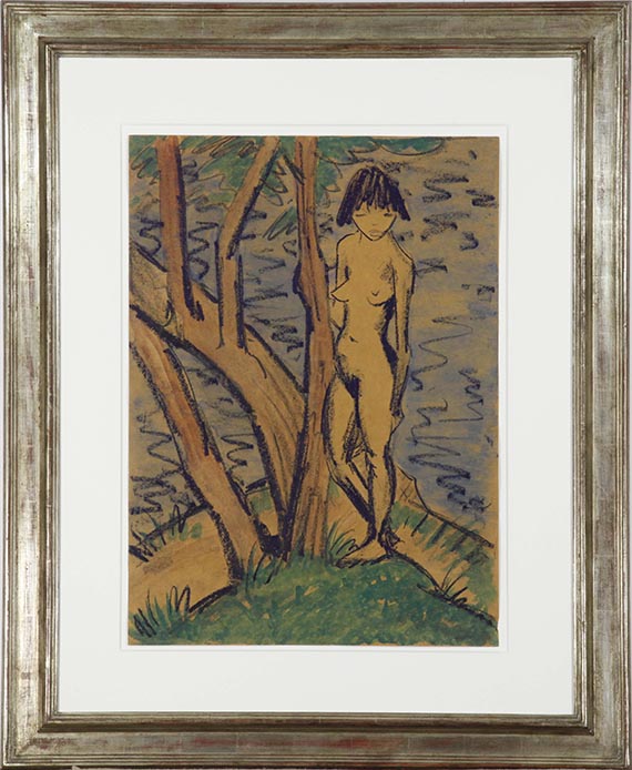 Otto Mueller - Stehendes Mädchen vor Bäumen - Frame image