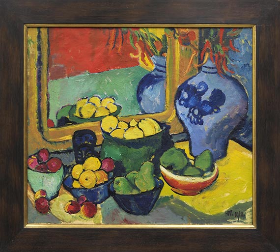 Hermann Max Pechstein - Inder und Frauenakt / Früchte (Rückseite) - Frame image
