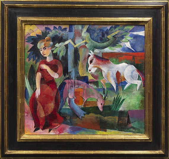 Heinrich Campendonk - Im Garten - Frau, Pferd, Ziege (Gartenbild I) - Frame image
