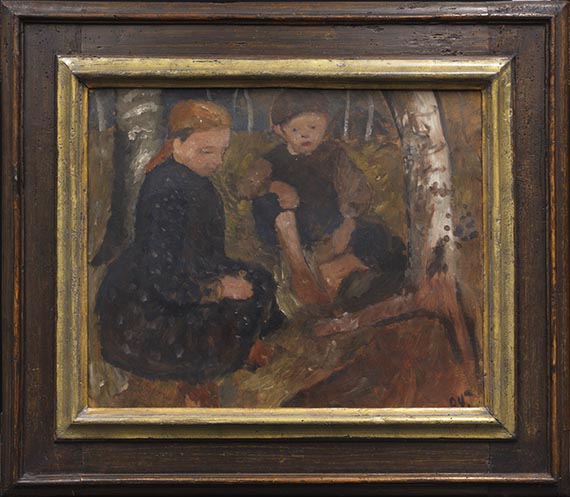 Paula Modersohn-Becker - Zwei sitzende Kinder im Wald - Frame image