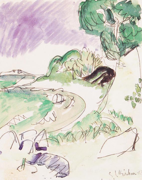 Illustration  for:  Ernst Ludwig Kirchner, Der Strand von Fehmarn, 1912, watercolor and pencil on paper, private collection.