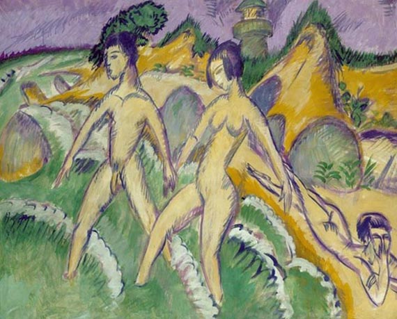 Illustration  for: Ernst Ludwig Kirchner, Ins Meer Schreitende, 1912, oil on canvas, Staatsgalerie Stuttgart.