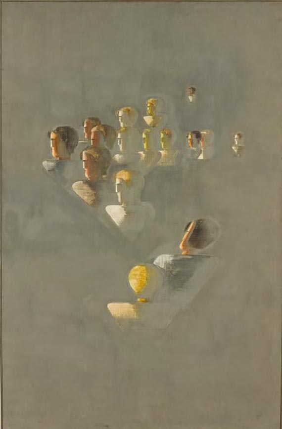 Illustration  for: Oskar Schlemmer, Unterricht III, 1929, oil and tempera on canvas, Staatsgalerie Stuttgart.