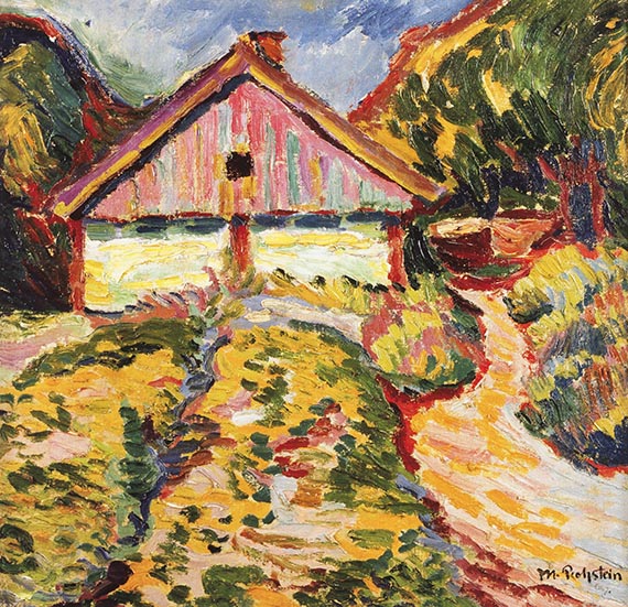 Illustration  for: Max Pechstein, Haus auf der Kurischen Nehrung, 1909, oil on canvas, Museo Thyssen-Bornemisza, Madrid. © Pechstein 2025 Hamburg / Berlin / VG Bild-Kunst, Bonn 2025