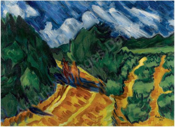 Landschaft mit pferd...