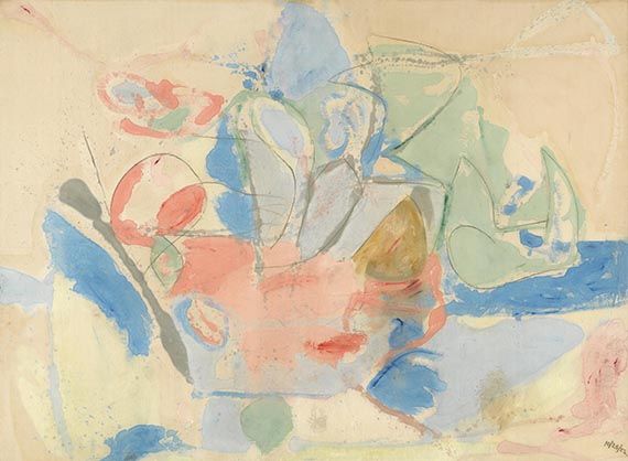 Illustration  for:  Helen Frankenthaler, Mountains and Sea, 1952, oil and charcoal on canvas, National Gallery of Art, Washington. © Helen Frankenthaler Foundation, Inc. / VG Bild-Kunst, Bonn 2025 