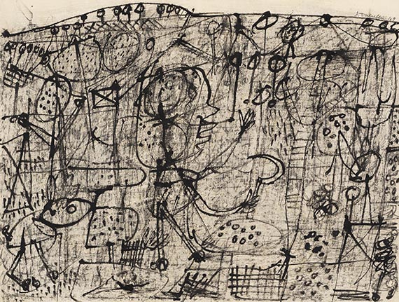 Dubuffet - Paysage grotesque - Personnage tenant une faucille