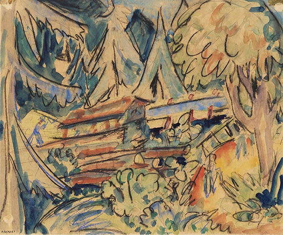 Ernst Ludwig Kirchner - Haus auf der Stafel (Davos) / Hütte im Wald - 