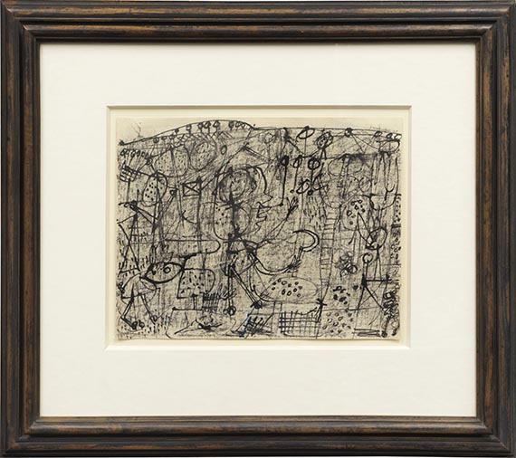 Jean Dubuffet - Paysage grotesque - Personnage tenant une faucille - Frame image