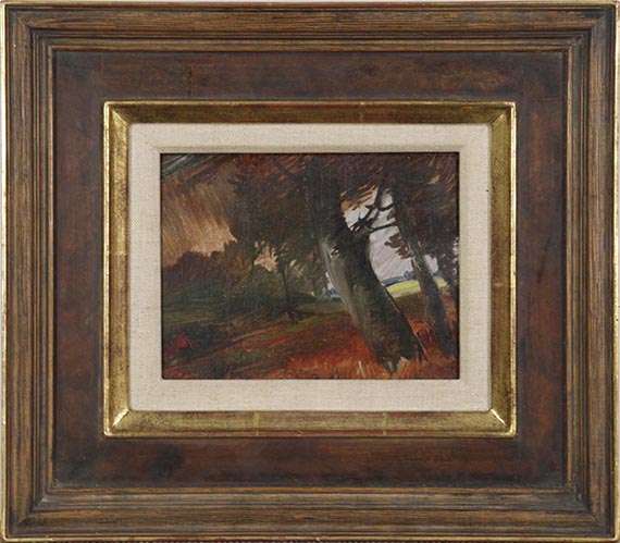 Wilhelm Busch - Baumstämme mit Rotjacke - Frame image
