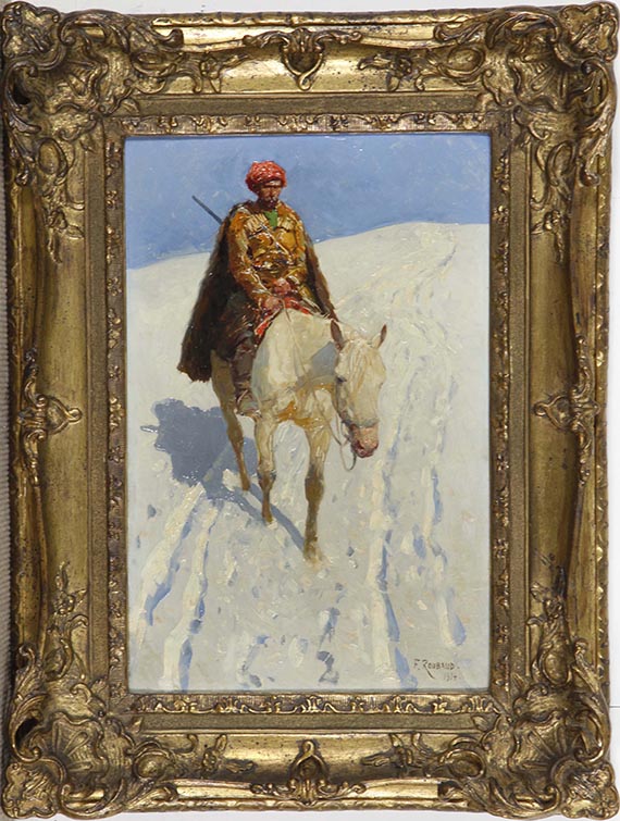 Franz Roubaud - Kaukasischer Reiter im Schnee - Frame image