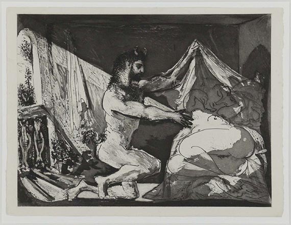 Pablo Picasso - Faune dévoilant une dormeuse (Jupiter et Antiope, d´après Rembrandt) - Frame image