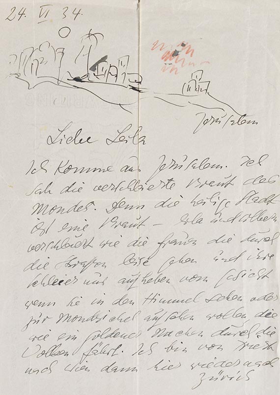 Else Lasker-Schüler - 6 eigh. Brief an Lucy von Goldschmidt-Rothschild - Hebräische Balladen - 