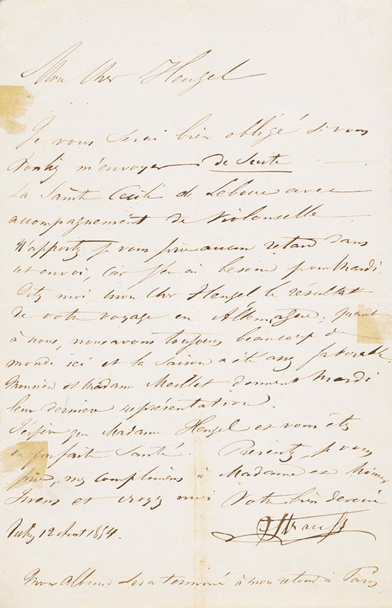 Johann Strauss (Sohn) - 1 eigh. Brief m. U., plus Beigabe