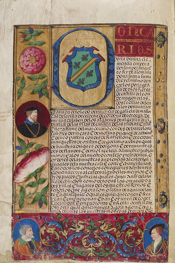 Karl V. - Carta executoria. Urkunde (ausgegeben als Carlos I.). Valladolid 1548