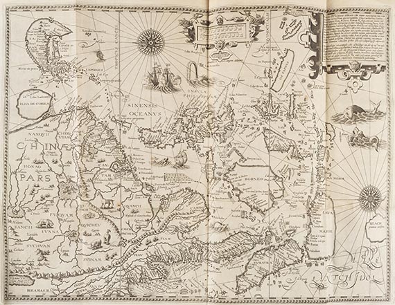 Jan Huygen van Linschoten - Navigatio in orientalem. - Descriptio totius Guinea. 2 Teile in 1 Band - 