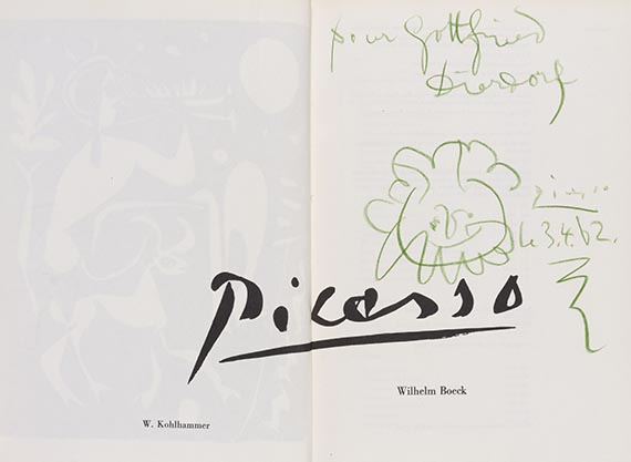 Wilhelm Boeck - Picasso. Mit Widmung u. Zeichnung. Dabei: Katalog Galerie Leiris - 