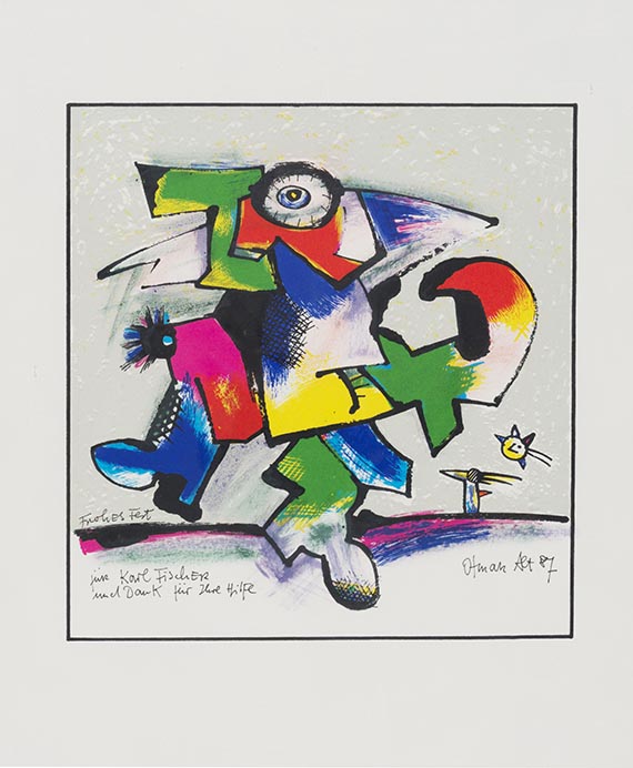 Alt - 2 farbige Tuschzeichnungen