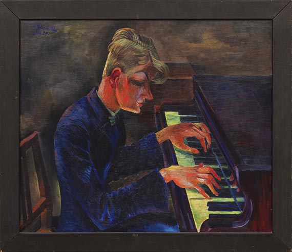Conrad Felixmüller - Der Pianist E. Winkler / Die Kauernde (Akt mit Katze) (Rückseite) - Frame image
