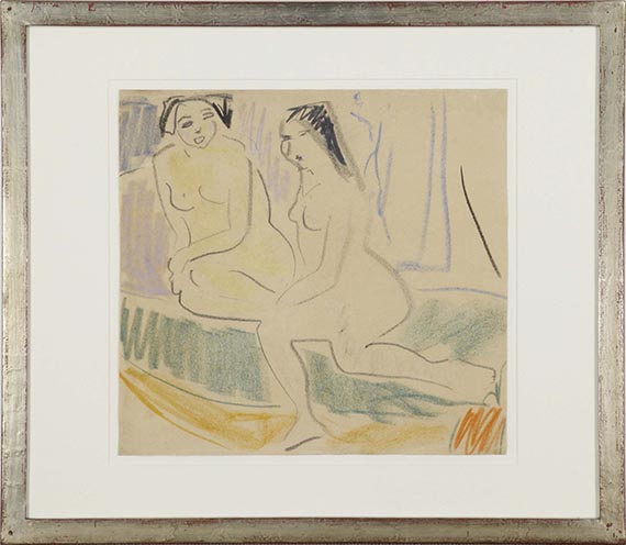 Ernst Ludwig Kirchner - Zwei weibliche Akte im Atelier - Frame image