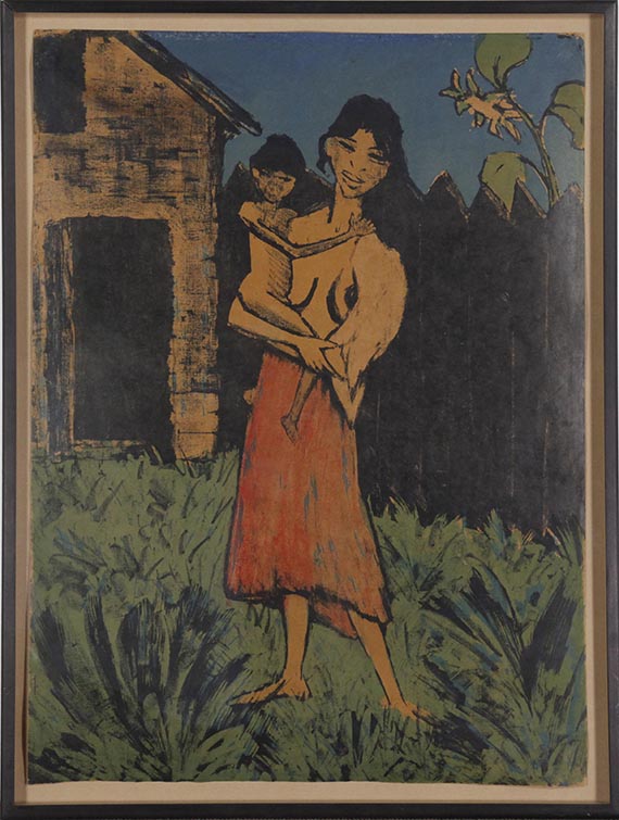 Otto Mueller - Stehende Zigeunerin mit Kind auf dem Arm - Frame image
