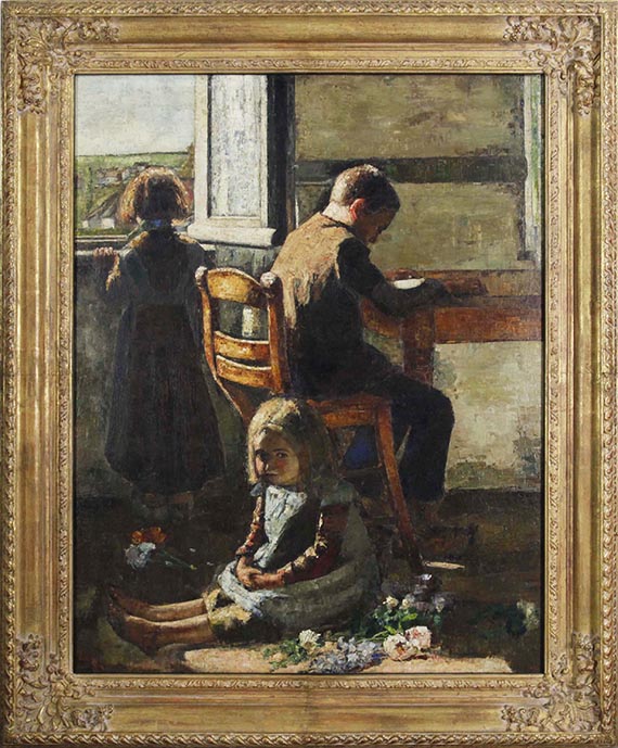 Lesser Ury - Die Geschwister, Interieur mit Kindern - Frame image