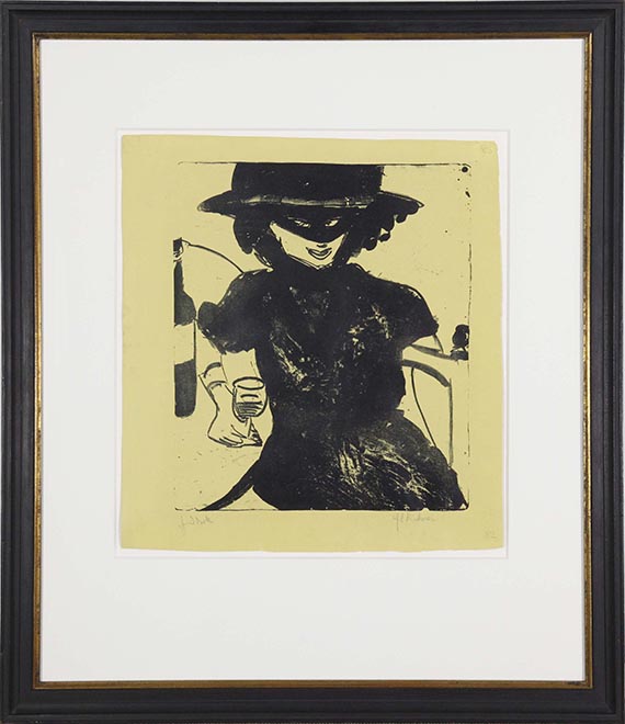 Ernst Ludwig Kirchner - Gerti mit Maske und Weinglas - Frame image