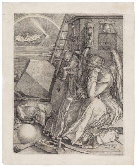 Illustration for: Albrecht Dürer, Melencolia I (Melancholy I), 1514, engraving, sold at Ketterer Kunst, Evening Sale, December 8, 2023, result: €279.000.