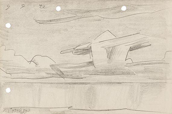 Illustration  for: Lyonel Feininger, Cloud Formation, 1922, pencil drawing on perforated sketchbook paper, from our current Day Sale A605, lot 223.