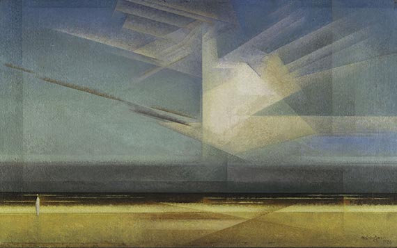 Illustration  for: Lyonel Feininger, Vogelwolke (Bird Cloud), 1926, oil on canvas, Busch-Reisinger Museum, Cambridge. &copy; VG Bild-Kunst, Bonn 2026