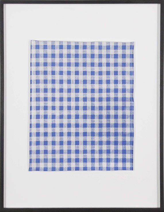 Konrad Lueg - Ohne Titel (Tischdecke, blau-grau kariert) - Frame image
