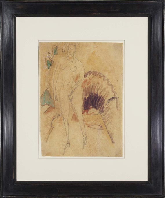 Ernst Ludwig Kirchner - Stehender Akt - Stehende vor Gebüsch - Frame image