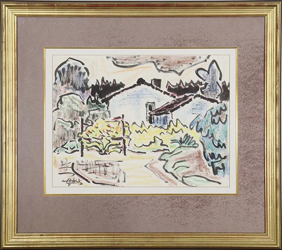Karl Schmidt-Rottluff - Häuser hinter Gartenzaun - Frame image