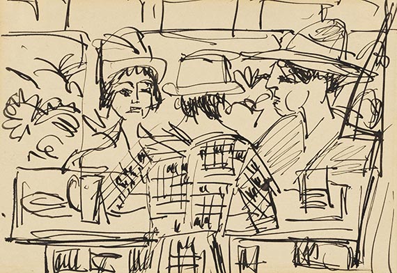 Ernst Ludwig Kirchner - Drei Frauen im Davoser Café Schneider